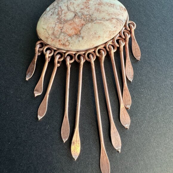 Boho style Copper Metal and Stone Necklace Pendant 18 inches - Picture 4 of 9